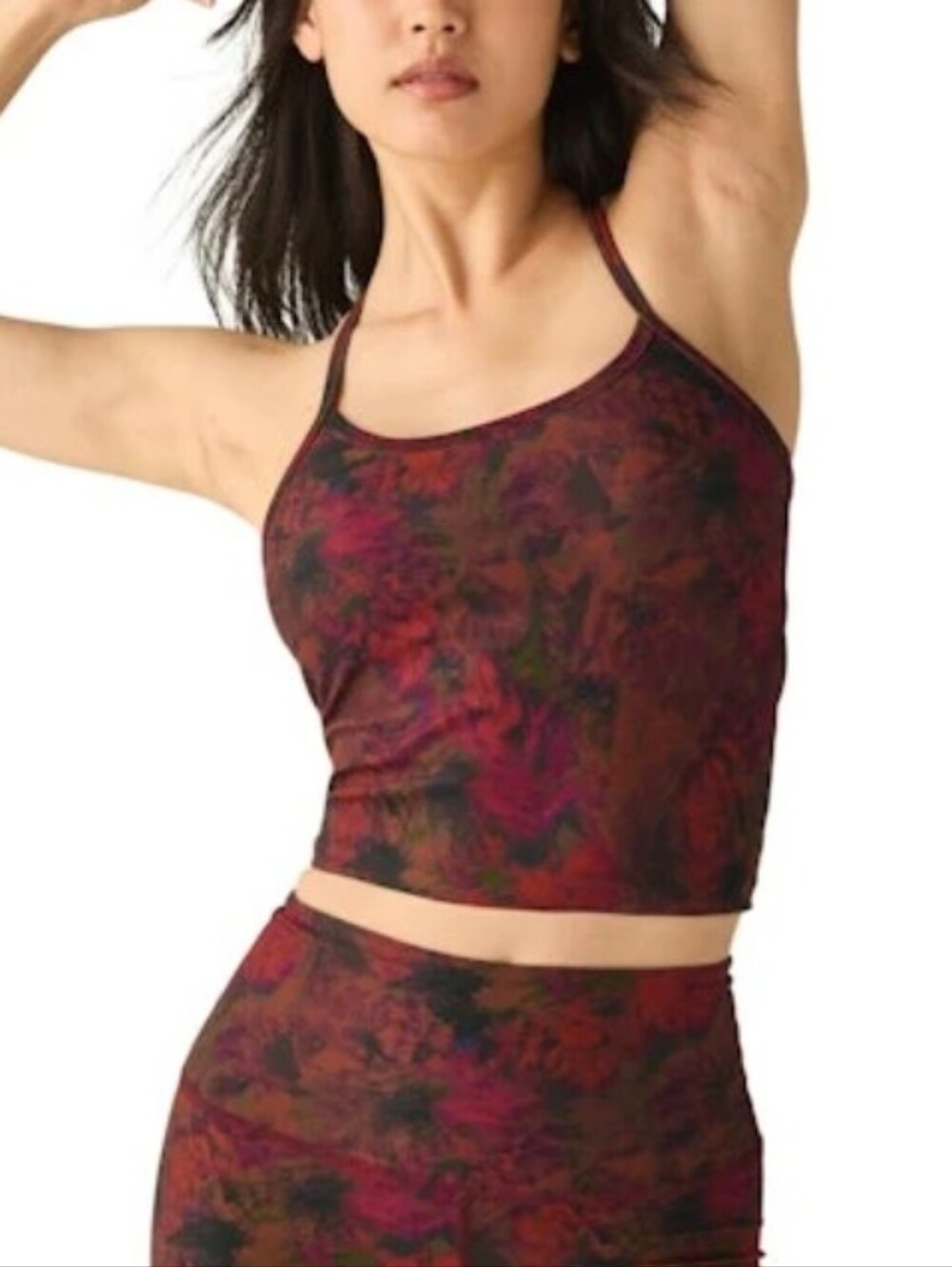 Beyond Yoga Slim Racerback Cropped Tank - Midnight Floral